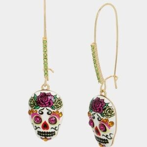 Betsey Johnson Skull Hook Earrings